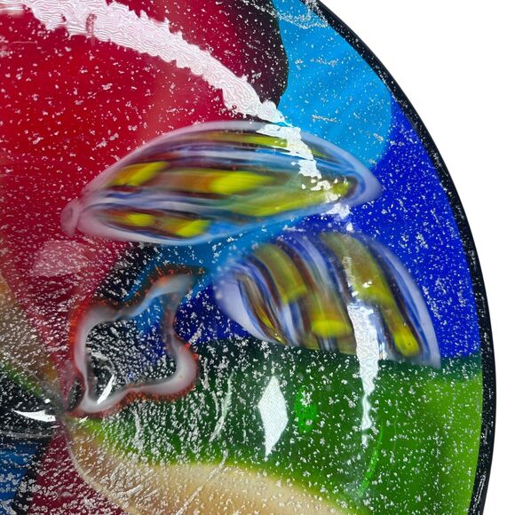 Millefiori Murano Hand Blown Italian Art Glass Large Centerpiece Bowl Rainbow - Picture 5 of 11